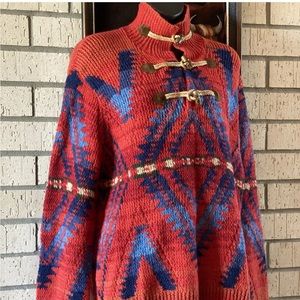 Vintage Polo Ralph Lauren Apres Ski 
 Knit 90s Sweater Wood Toggle Red Unisex